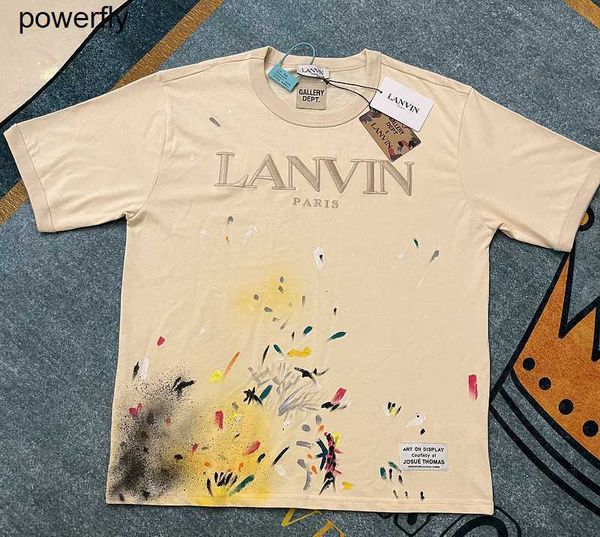 

men's t-shirts designer lanvins loose men's women's speckled embroidery short sleeves fashion streetwear tee, White;black