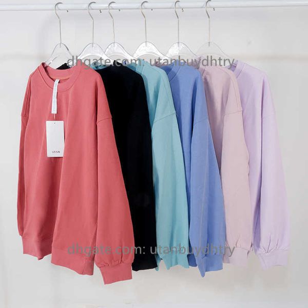 

designerlu yoga clothes perfectlyoversized fall sports dance loose casual pullover yoga loose sweater long sleeves, White