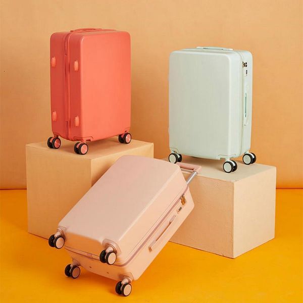 

suitcases design candy color 2024 inches abs material girls spinner wheels boarding case travel rolling luggage sweet style 221114