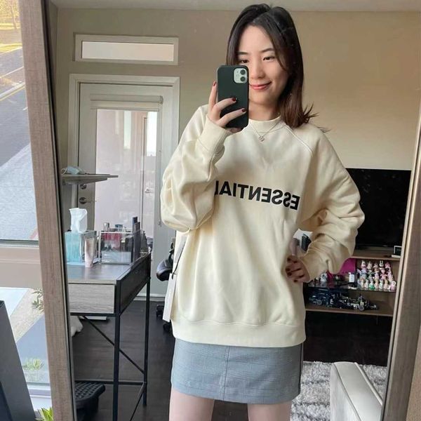 

designer mens womens hoodie essentialss sweatshirts winter sweaters fear god double line chest letter high trend neck long sleeve sweatshirt, Black