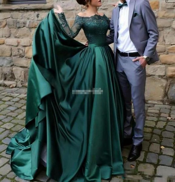 

dark green evening dresses 2018 long sleeves prom dress lace applique vintage plus size long formal party gowns saudi arabia women8390935, Black
