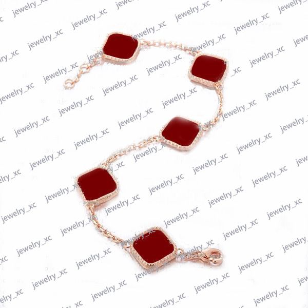 

66scharm bracelets luxury four leaf grass designer fashion charm girl bracelet 18k gold agate shell mother of pearl brand bracelet wedding p, Golden;silver