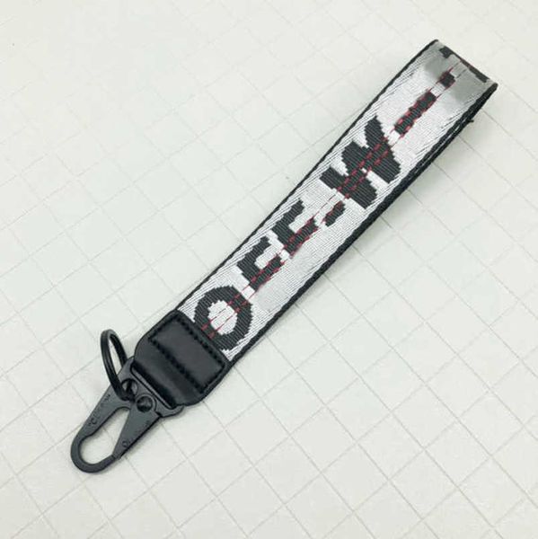 

fashion luxury offs keychains brand key rings clear rubber keys ring classic men women canvas keychain embroidery letters pendant belt 3.5x2, Silver