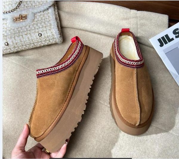

australia womens snow boot slipper designer boots fur slides classic ultra mini platform booties suede wool winter warm sandals baik, Black
