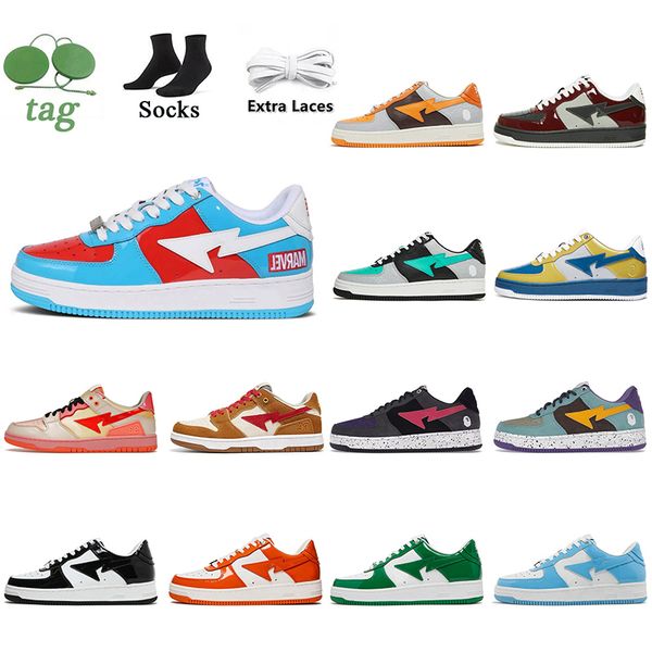 

2023 fashion designer quality running shoes sk8 low bapestas abc bluck blue pink green iron rocket orange yellow white purple women mens spo
