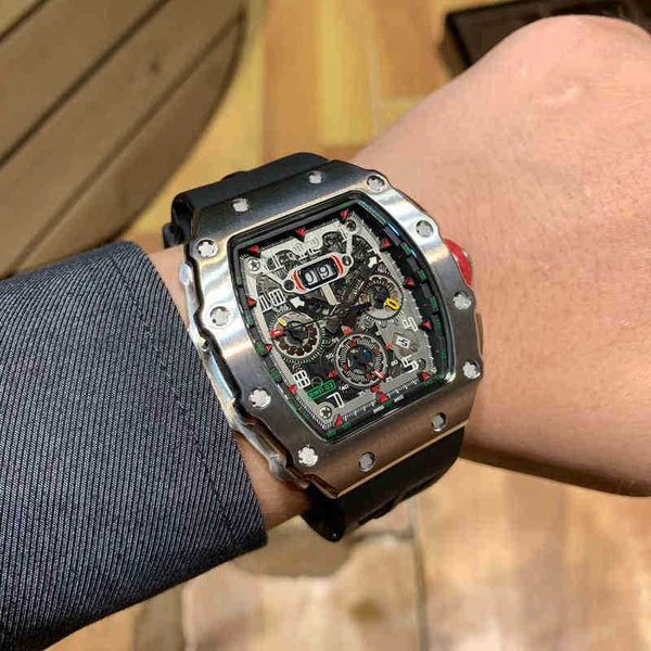 

business leisure richa milles personality trendy mens automatic mechanical watch versatile atmosphere fashion net red, Slivery;brown
