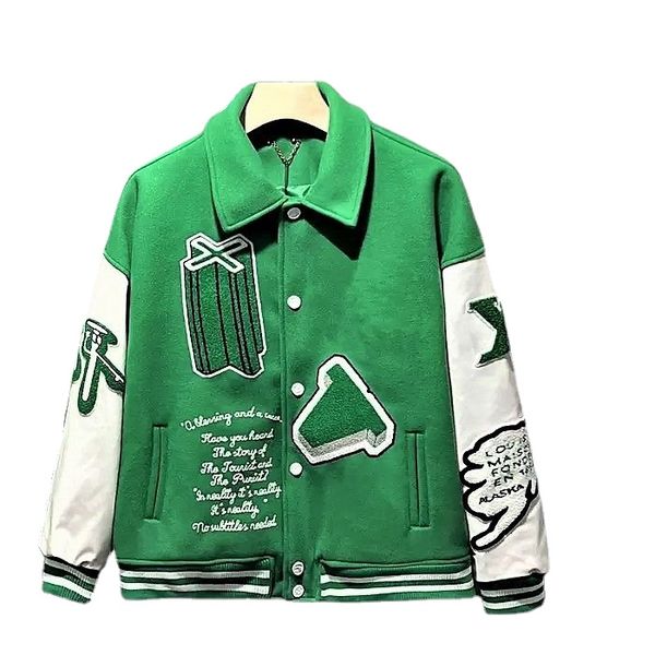 

baseball coat op65 uniform fashion jacket single breasted warm jackets couples women men varsity coats men's designer clothing, Black;brown