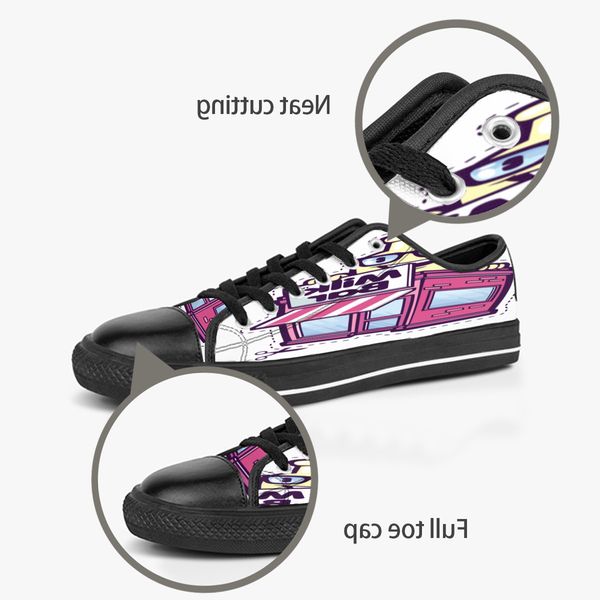 

men women diy custom shoes low canvas skateboard sneakers triple black customization uv printing sports sneakers xuebi 180-3