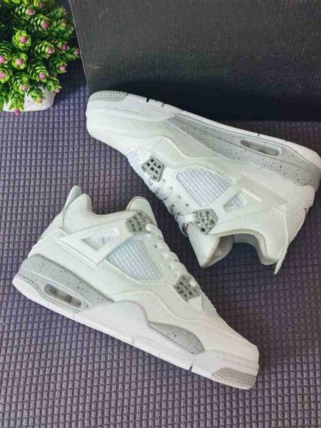 

shoes sock white oreo jumpman 4 high tech grey black fire red 4s men women trainers, White;red