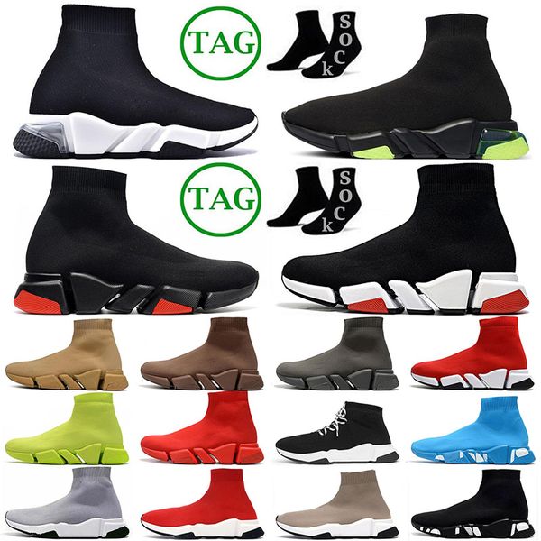 

aaa quality non-slip knit ankle boots designer womens triple black white vintage beige volt platforms trainer sock shoes mens famous brand s