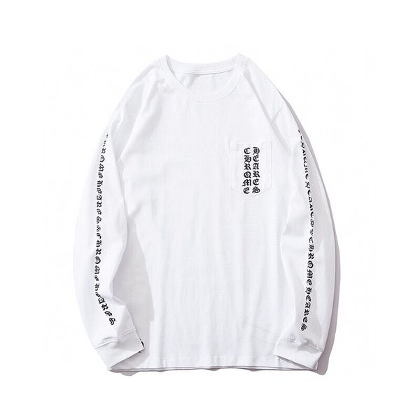

four seasons men's round neck long sleeves t-shirts trend embroidery fashion print sweatshirts ladies stretch cotton bottoming shirts, White;black