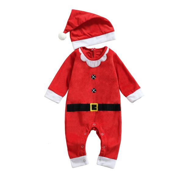 

rompers infant baby girls boys 2pcs christmas outfits long sleeve round neck jumpsuit with hat set santa cosplay costume 221115, Blue