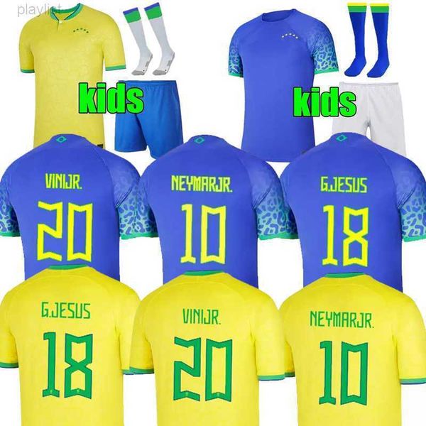 

2022 vinijr soccer jerseys brazils neres coutinho player fans paqueta jesus marcelo pele casemiro brasil 22 23 mens kids sets, Black