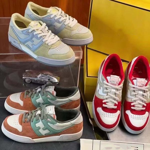 

2022 match sneaker casual shoes designer fashion flat platform woman suede low luxury rubber sole fende little monster big eyes mens womens, Black