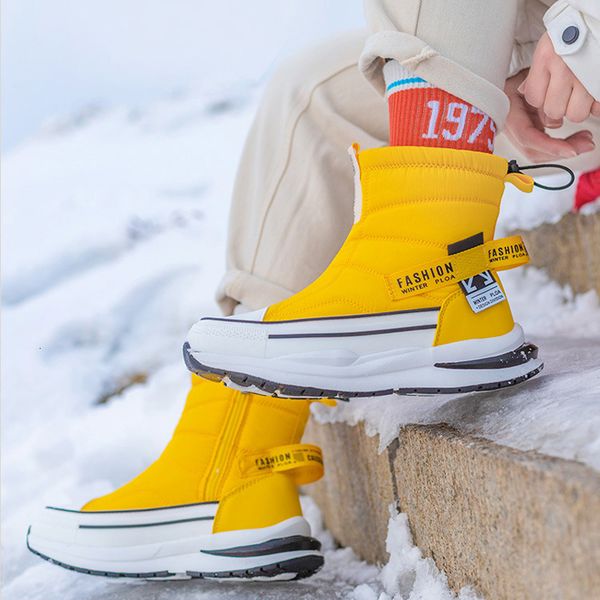 

boots winter women multi-color snow thickened warm and anti-skid couple's plush waterproof casual shoes 221114, Black