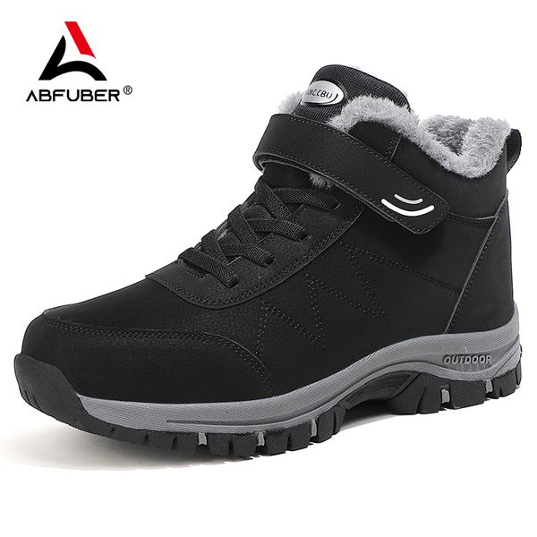 

boots super warm winter women platfrom sneakers leather men outdoor shoes waterproof snow ankle hombres botas 221115, Black
