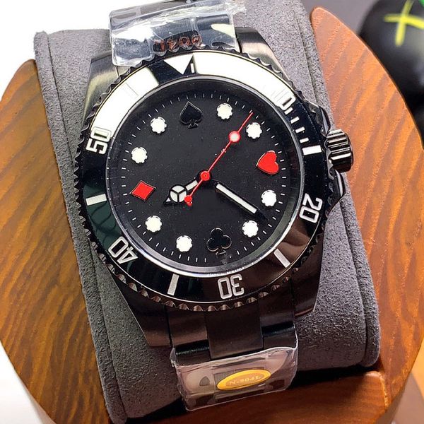 

classic mens watch 40mm automatic mechanical watches fashion black wristwatch for men stainless steel strap folding clasp waterproof design, Slivery;brown