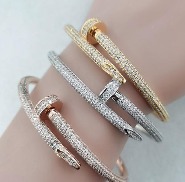 

luxury nail bangle gypsophila diamond stainless steel fashion couple gold bracelet women jewelry in hand valentine day gift for gi6641871, Golden;silver