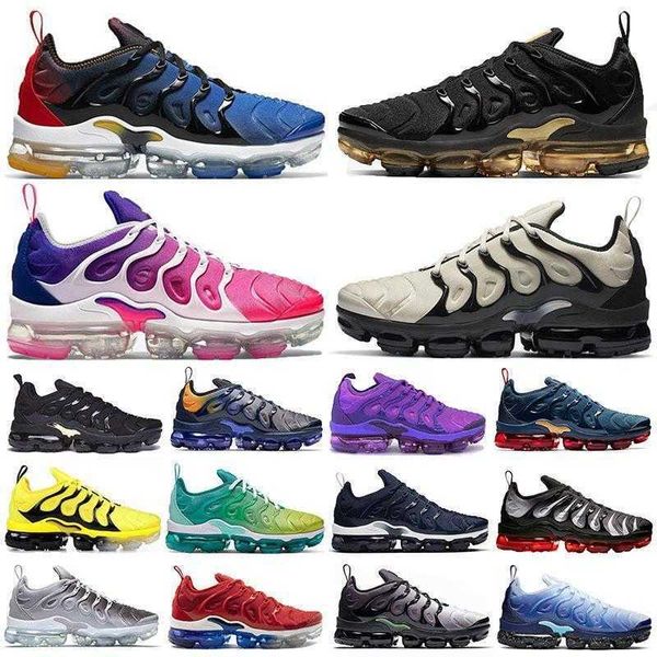 

shoes tn plus light bone royal blue metallic gold mens running pink purple hyper violet lemon lime women sports trainers sneakers, Black