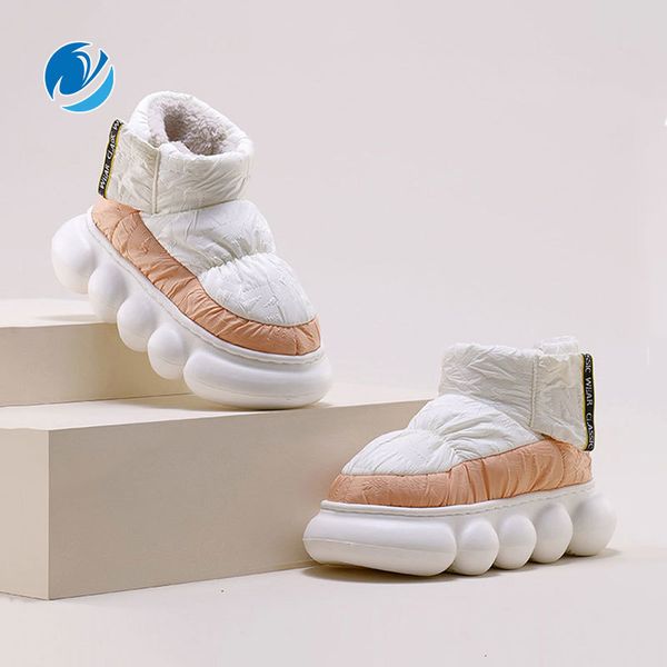 

slippers mo dou winter high women snow boots warm plush lining cool balls sole indoor outdoor shoes dow cloth vamp 221115, Black