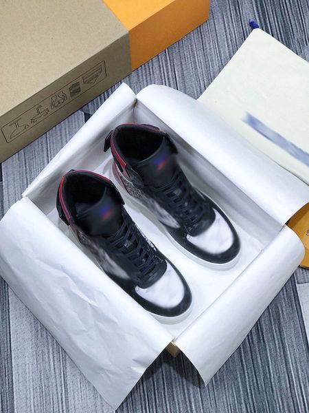 

designer men ankle boot luxury brand platform letter printing martin boots genuine man leather winter booties shoes with box size 39-45 -k09, Black