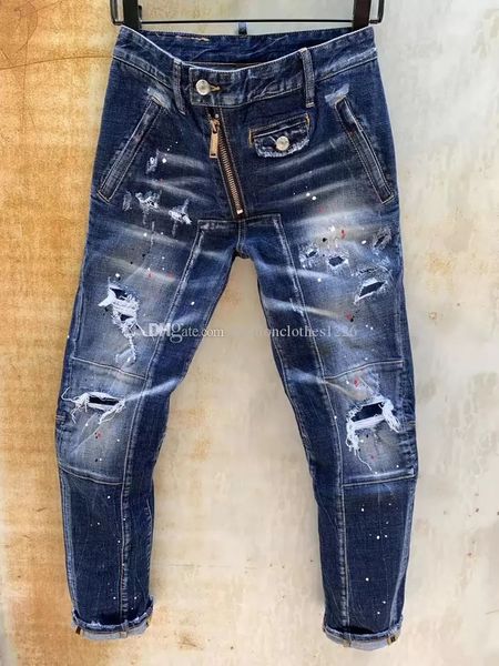 

men's jeans mens designer luxurys jeans black white a pair sold distressed business casual street wear man trousers slim-leg fit ripped, Blue