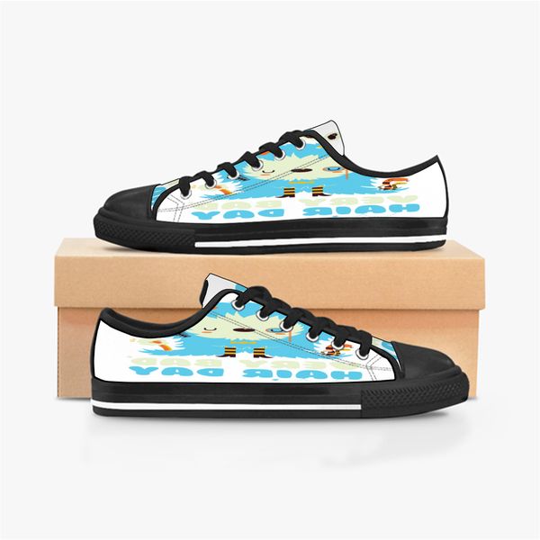 

men women diy custom shoes low canvas skateboard sneakers triple black customization uv printing sports sneakers br47