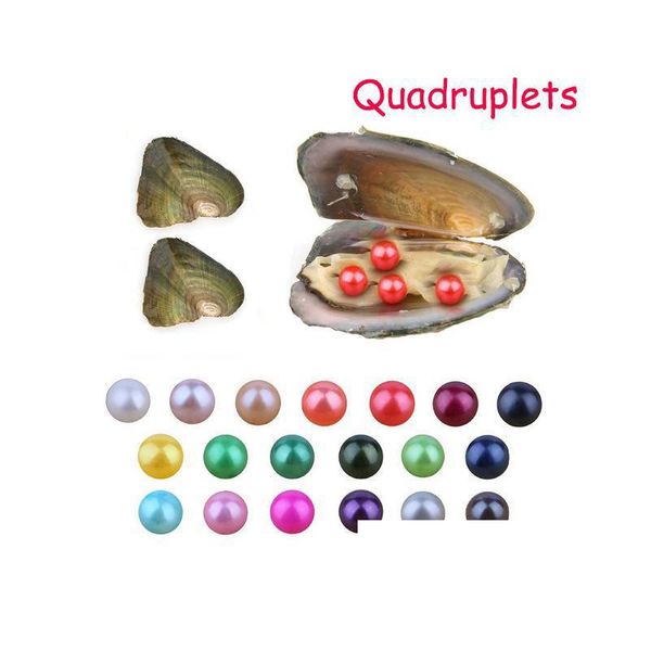 

pearl diy 67mm freshwater akoya oyster with quadruplets pearls mixed 27 colors circle natural pearl in vacuum package fo dhasf, White
