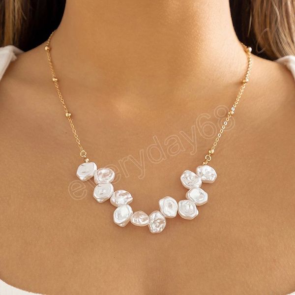 

pearl pendant choker necklace women bridal temperament chest chain neck accessories christmas gifts, Silver