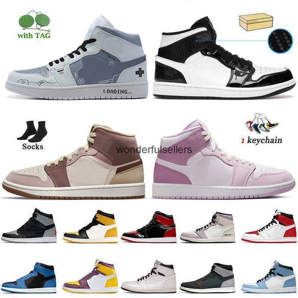 

1 mid valentines day jumpman 1s high og basketball shoes with socks carbon fiber all-star game heritage dark pony smoky mauve