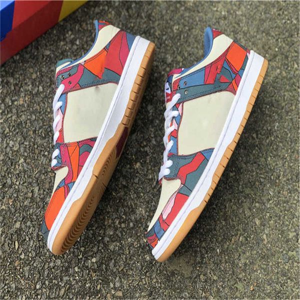 

shoes released authentic parra dunked sb low woman man pink gym red mocha white royal blue black skate sneakers, White;red