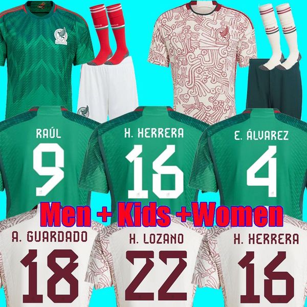 

fans tees 2023 fans player mexico soccer jersey 22 23 raul chicharito lozano dos santos football shirt kids, Black