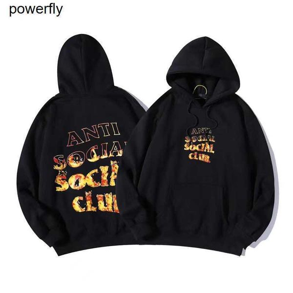 

men's hoodies sweatshirts asscs designer inside flame brushed hooded loose junior couple's same sweatshirt streetwear hoodie, Black