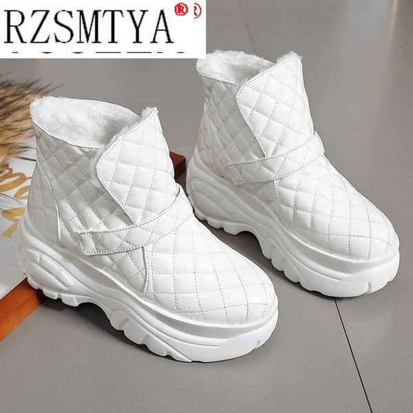 

boots rzya platform sneakers winter warm shoes women snow female causal white ankle 221115, Black