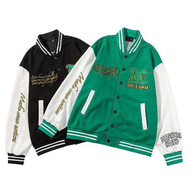 

fashion walph lattice baseball uniform jackets for mens letter embroidery long sleeve loose ins high street couple coats 3785, Black;brown