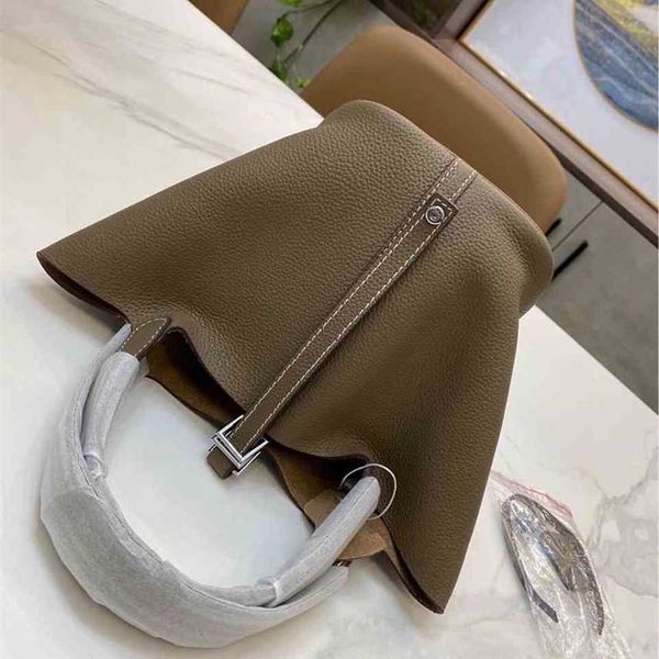 

clearance new women's litchi grain cowhide portable cabbage basket with inner liner usa one bag usa multi-purpose