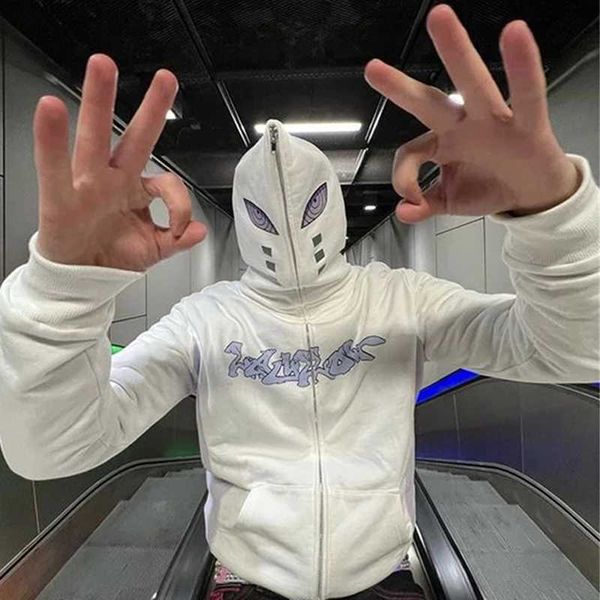 

men's hoodies sweatshirts ninja anime print harajuku hoodie loose zip oversized streetwear y2k couple 2022 plus size japanese version, Black