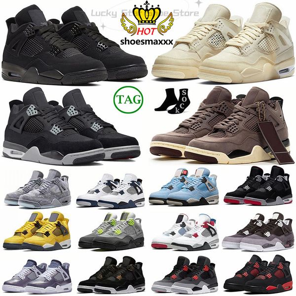 

4 4s basketball shoes for men women black cat canvas violet ore midnight navy sail red thunder university blue shimme tech white grey fog