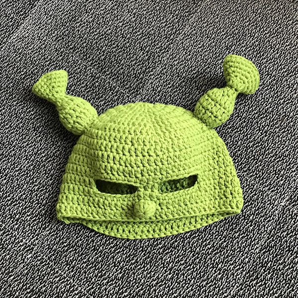 

hat wool winter knitted hat green party funny hat pure handmade, Blue;gray