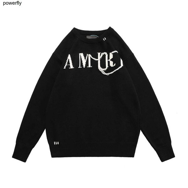 

men's sweaters designer amirs winter letter tassel chain design loose relaxed crew neck men women fashion sweater, White;black