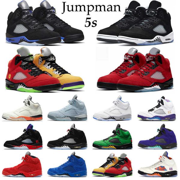 

2022 jumpman 5 basketball shoes 5s racer blue raging red stealth 2.0 alternate grape oreo oregon ducks red suede mens trainers sport, Black