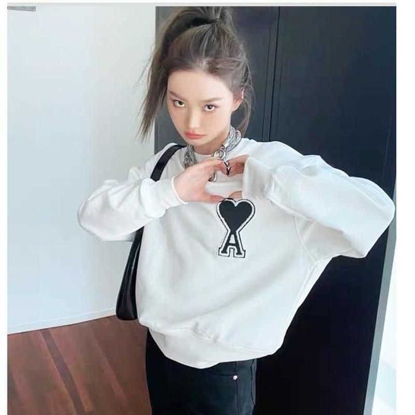

men hoody fashion amri hoodie designer cotton style couple's sweater casual pullover terry heart embroidery large long-sleeved sweatshi, Black