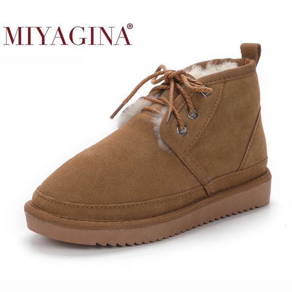 

boots style genuine leather woman snow 100% natural fur women warm wool ladies winter ankle 221115, Black