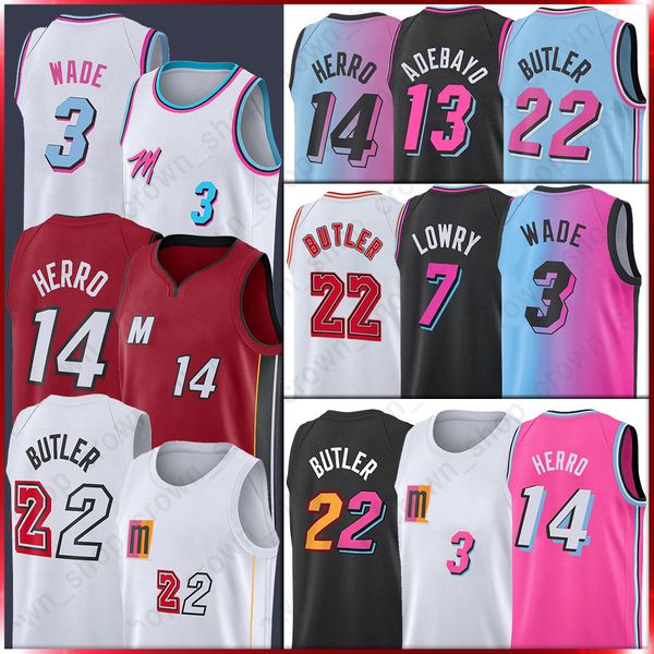 

jimmy butler miamis heats 22 basketball jerseys dwayne dwyane kyle 3 wade kyle lowry tyler herro 7 14 bam adebayo jersey shirt, Black;red