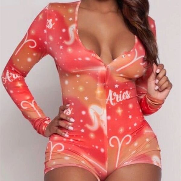 

womens jumpsuits rompers hirigin zodiac signs bodysuit long sleeve bodycon pajama romper shorts leotard playsuit overalls sleepwear 221115, Black;white