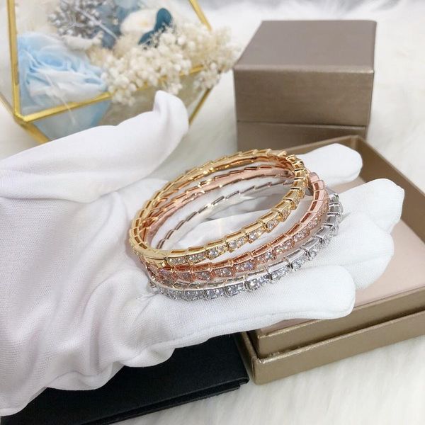 

cuff bracelet 925 sterling silver bangle head and tail diamond snake bone bracelet womens fashion brand personality luxury jewelry, White