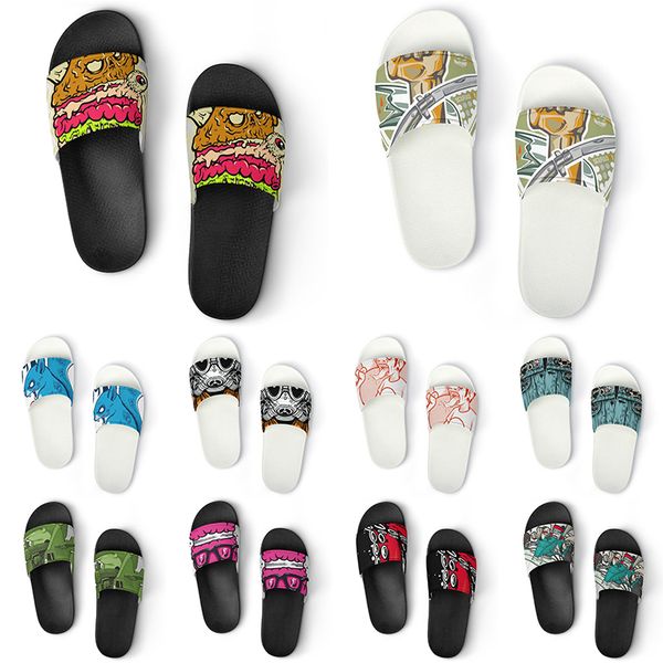 

slippers shoes men 2023 ustom pvc women diy home indoor outdoor sneakers customized beach trainers slip-on color49, Black