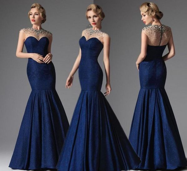 

2019 sheer jewel cap sleeveless mermaid slim prom dresses beaded crystal women evening party gowns vestidos de soiree plus s7314485, Black
