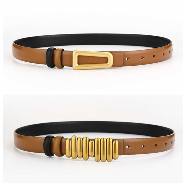 

womens belt fashion double sided suit dress decorative belt 2.5cm smooth buckle leather waistband wholesale, Black;brown