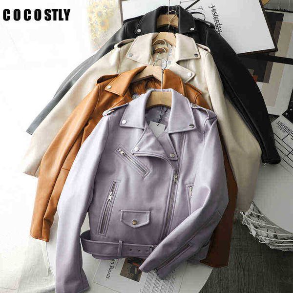 

new 2022 fashion faux leather jackets women autumn winter black biker motorcycle jackets vest femme j220727